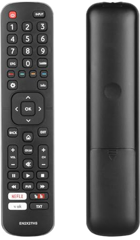 EN2X27HS fjärrkontroll kompatibel med Hisense Smart TV 43K300UWTS 49K300UWTS 65K5500UWTS H32M2600 H40M3300 H50N5300 ersättningsstyrenhet med Netflix YouTube, knappar