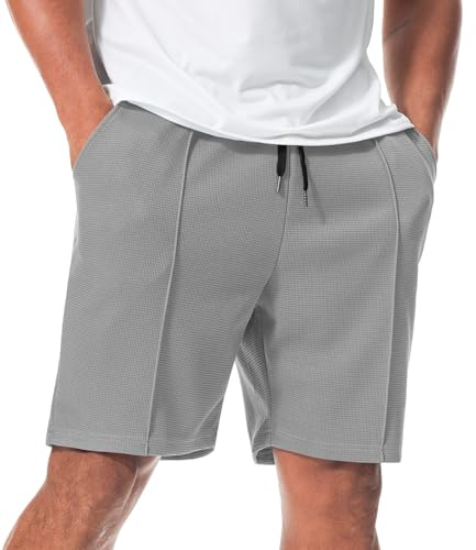 Curluriy Shorts pour Homme Casual Shorts Gaufre Bermuda Shorts avec Poches Couleur Unie Décontracté Shorts Été S-2XL