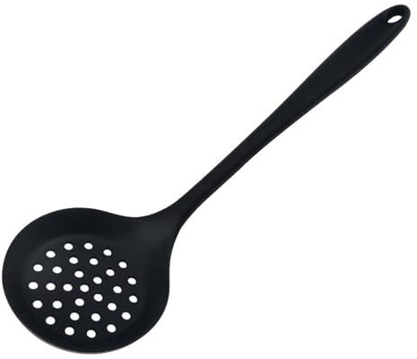 CHUNXVLI Espumadera De Cocina Filtro De Silicona con Mango Largo, Cacerola Antiadherente, Filtro De Cocina, Cuchara, Cacerola, Herramientas De Cocina para Cocinar Y Freír(Black)