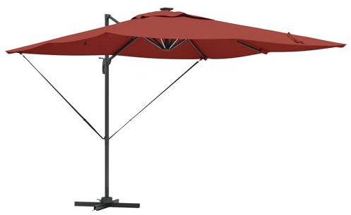 vidaXL Parasol Terracotta 286 x 285 x 270 cm Aluminium, Garden and Terrace, Rectangular Outdoor Umbrella, Tiltable Rotatable Patio Shade, Modern Cantilever Parasol, Summer Canopy