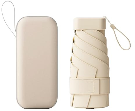 DmDoyy Mini Paraguas Plegable Portátil, Sombrillas Soleado Viajes Impermeable A Prueba De Viento Con Cubierta