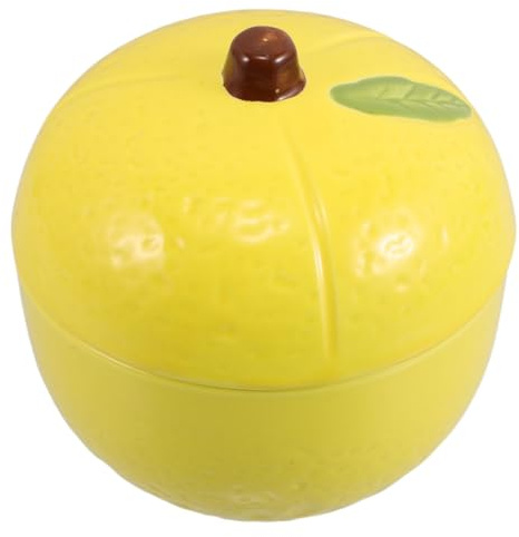 KOCKSHION Ceramic Food Jars Lid Round Lemon Shaped Storage Jar for Kitchen Organization for Sugar Salt Snacks and Condiments Airtight Food Container Ceramic Material