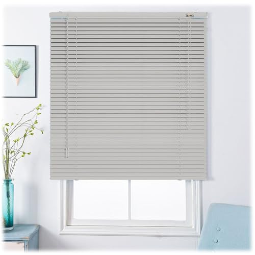 Persiana Veneciana Aluminio Oscurecer, 25mm Estores Horizontales Blackout para Oficina, Privacidad Aislamiento Térmico para Interior Exterior Ventanas Y Puertas 25cm-165cm W(Gris Claro)