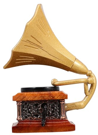 Yardwe Miniature Gramophone Décoratif Vintage pour Maison de Poupée Modèle de Phonographe Rétro pour Aménagement Paysager et Accessoires Miniatures