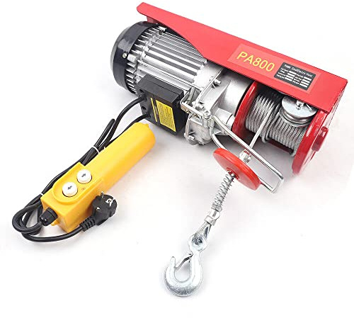 Treuil électrique de 400 kg à 800 kg - Hauteur de levage de 6 à 12 m - 1300 W - Avec télécommande par câble - Vitesse de levage de 10 m/min - Palan à chaîne