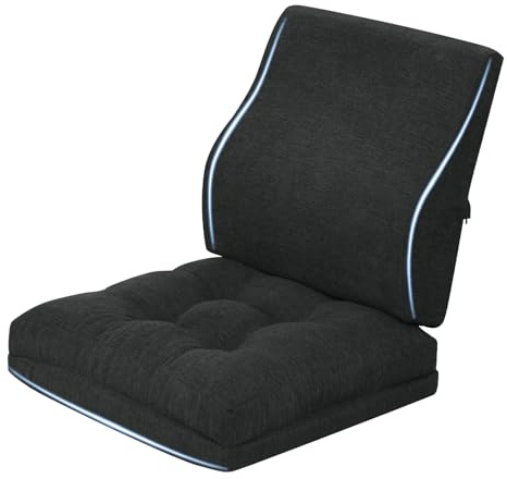 GOFORIT Sitzkissen & Rückenkissen Set, 10cm Dickes Memory-Schaum Stuhlkissen für Gaming-Stuhl & Rollstuhl, Freistehendes Lendenwirbelkissen für Sessel, Auto, Bürostuhl, Schwarz