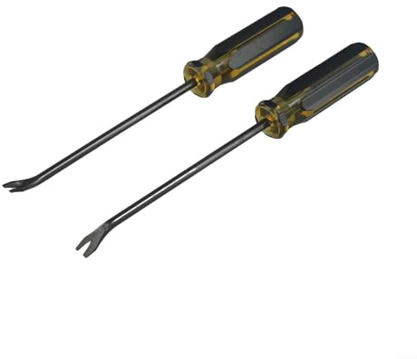 2 levantadores de grapas para quitar tachuelas, clavos, pines y grapas, barra de palanca de cabeza con manivela de 45° con mango de agarre suave, acero al cromo vanadio tratado térmicamente