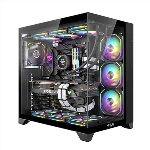 Noua Vision ZK300 | Case PC Gaming ATX Mid Tower | Ventola PWM ARGB | Struttura Doppia Camera | Supporto Raffreddamento Liquido 360 mm | Compatibile Back-Connect MB | Nero