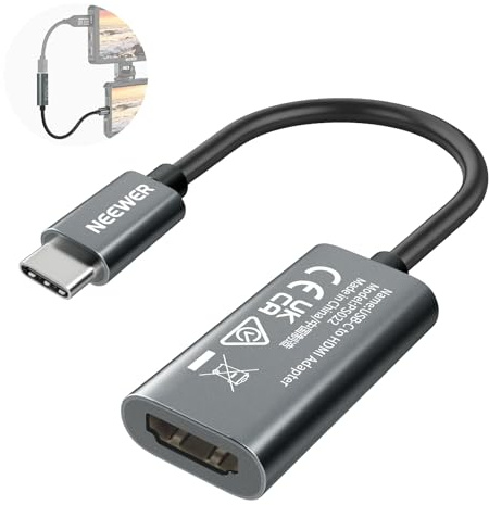 NEEWER Adaptador USB C a HDMI, 19 cm Plug & Play Tipo C (Macho) a HDMI (Hembra) para Transferencia de Video 4K 60Hz, Compatible con iPhone, iPad, MacBook, iMac, Thunderbolt, Android, Tableta, TV