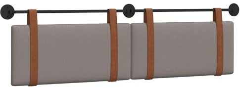 Qnhdfrt Hängendes Kopfteil Bett 180x200, Wandmontage Polsterkopfteil aus Antik-PU-Leder, Wandkissen Weich Gepolstert mit Schlaufen für Schlafzimmer, Taupe 190 x 55 cm