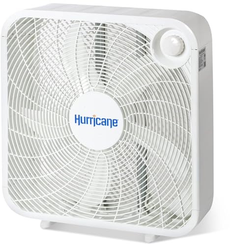 Hurricane Classic Floor Mount Box Fan w/ 3 Quiet Speeds, White, 20 - Corded Portable Electric Air Cooling Unit w/ Powerful 2400 CFM Airflow for Home, Garage, Office, Bedroom & Basement