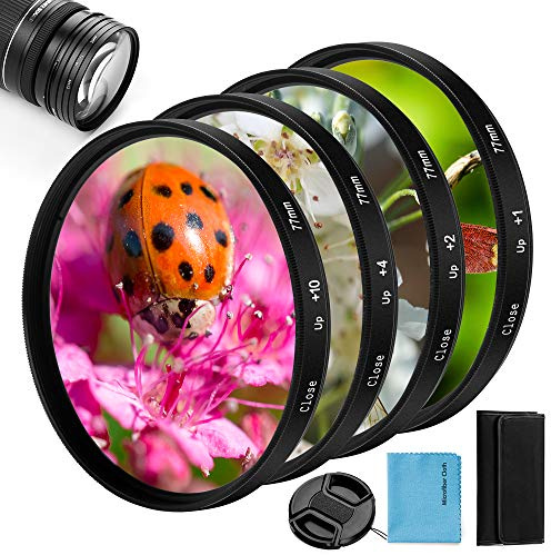 Nahaufnahme-Filter-Set, Fotover, 4-teilig, (+1, +2, +4, +10) Nahlinsenfilter-Set mit Objektivfilter-Tasche für Nikon Sony Pentax Olympus Fuji DSLR Objektivdeckel