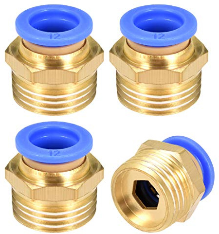 sourcing map Straight Pneumatic Push to Quick Connect Fittings G1/2 Male x 12mm Tube OD 4pcs