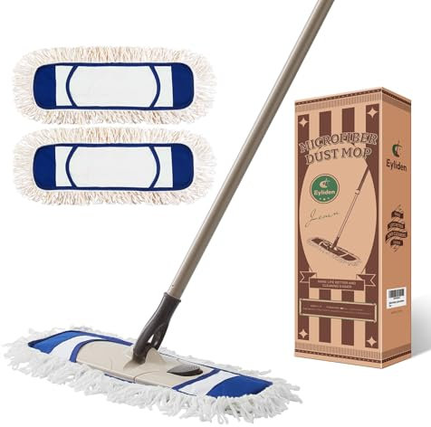 Eyliden Flat Mop with 2 Reusable Pads, Household Wet & Dry Microfibre Mop for Cleaning Floors with Telescopic Handle, Industrial Dust Mop for Hardwood Laminate Home Wall Under Furniture