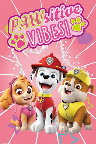 empireposter Paw Patrol - Pawsitive Vibes - Tiere Animal Kinder Fernseh TV Serie Poster Plakat Druck - Größe 61x91,5 cm + 2 St Posterleisten Alu 63 cm