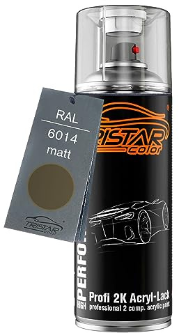 TRISTARcolor RAL 6014 Gelboliv matt 2K-Acryl-Lack Spraydose | Sprühdose 400 ml, schnelltrocknend