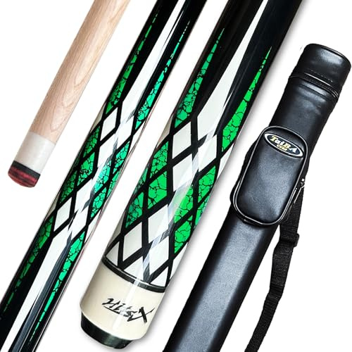 Tai ba cues Pool-Queue mit Etui, 13 mm Spitze, 147,3 cm, Hartholz, kanadischer Ahorn, professioneller Billardstock, 19,20,31 g (wählbar), Blau, Rot, Grün