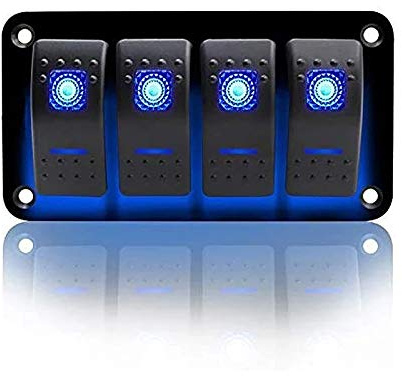 KAOLALI Interrupteur à bascule 6 interrupteurs marche/arrêt IP65 étanche 12 V 24 V LED pour bateau, camping-car, voiture, véhicules, camion, remorque, yacht (bleu)