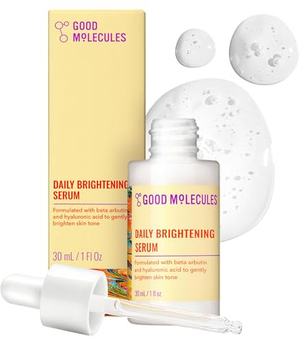 Good Molecules Daily Brightening Serum 30 ml - Hyaluronic Acid Serum with Beta Arbutin to Target Dark Spots - Brightening and Anti-Aging Skin Care for Face