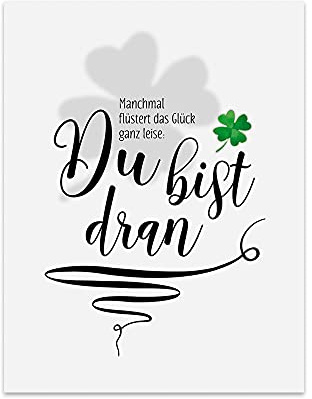 TypeStoff Kunstdruck, Poster mit Spruch – Du bist dran – Typografie-Bild auf hochwertigem Karton - Plakat, Druck, Print, Wandbild zum Thema Schicksal und Glück - KD-00688-L