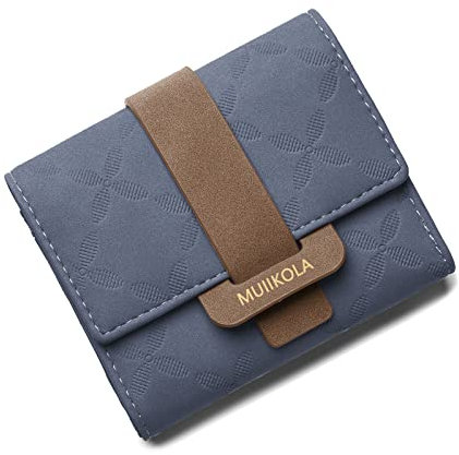 MUIIKOLA Damen Geldbörse RFID Blocking Portemonnaie Veganes Leder Klein Damen Geldbeutel mit 5 Kartenfächern und 1 ID Fenster