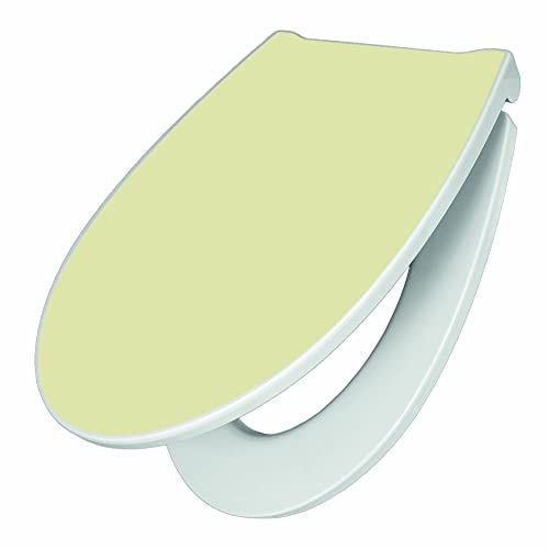 banjado Premium Toilettendeckel mit Absenkautomatik 45x38,4cm / WC Brille Soft Close/hygienischer Toilettendeckel/Klodeckel Duroplast mit Edelstahl Scharnier/Farbe Beige