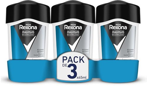 Rexona Men Déodorant Homme Crème Anti-Transpirant 96H Clean Scent - (lot de 3 x 45ml)