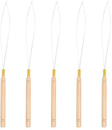 Vlasy 5PCS Hair Extension Loop Threader Nano Beads Tool Micro Link Pulling | Hair Loop Pull Through Tool Needle Threaders Hair Extension Beads Tool Micro Beads Nano Extension Tools for Salon or Home Use