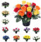 Mr. Barry’s Rose Artificial Flowers in Grave Flower Pots – UV-Resistant, Long-Lasting Design for Cemetery, Grave Displays, Home & Garden Memorial Arrangements (Yellow Orange & Red)