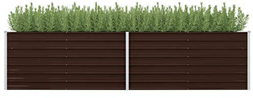 Keketa Hochbeet Pflanzkasten Gartenbeet Frühbeet Gemüsebeet Pflanzkasten Blumenbeet Blumenkasten Hochbeet für Garten Balkon Terrasse Braun 320x80x77 cm Verzinkter Stahl