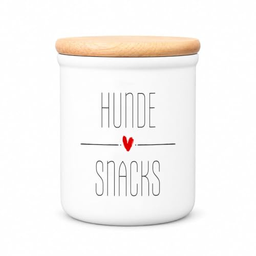 Cadouri Keramik-Leckerlidose 'Hundesnacks' mit Holzdeckel 400 ml