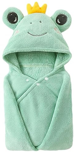 Daelesr Poncho de baño con capucha para niños, poncho, toalla para niños pequeños, toalla New Born Baby Towel, 85 x 150 cm, toalla de baño para niños y niñas (rana verde)