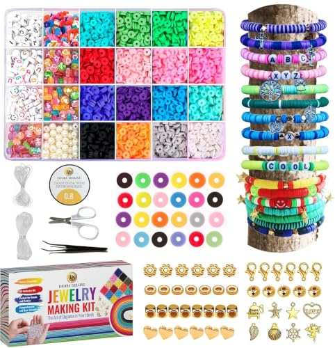 Desire Deluxe Armband Bastelset – Perlen Für Armbänder, Freundschaftskette Mit Charm Set Und Elastischen Schnüren – Schmuck Bastelzubehör Für Halloween, Weihnachten (6084pc)