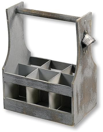 KESPER | Flaschenträger, Material: Sperrholz, Maße: B 25 x H 32 x T 16,8 cm, Farbe: Grau | 66265 13