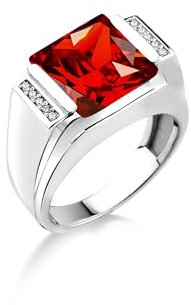 Roter Rubinstein-Siegelring Für Männer In Silber, Rubinstein-Ring Für Den Kleinen Finger Für Männer, Zirkonia-Herrenring, Handgefertigter, Einzigartiger Herren-Modering