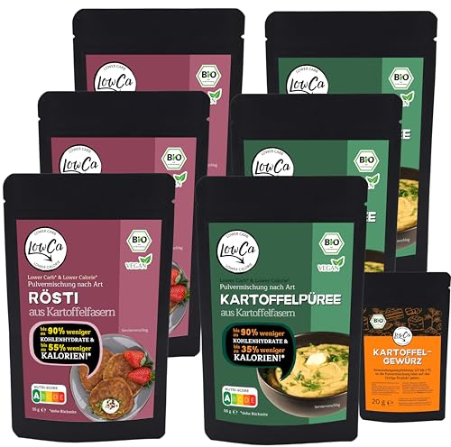 LOWER CARB KARTOFFELPRODUKTE KOMBI-SETS | stark kohlenhydratreduziert | kalorienreduziert | protein- und ballaststoffreich | bio (3x RÖSTI + 3x PÜREE)