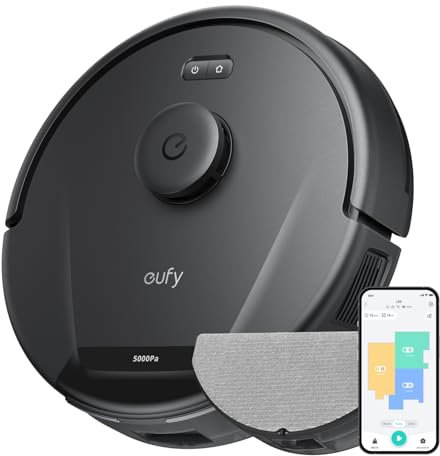 eufy L60 Hybrid Robot Vacuum Cleaner with Mop, Ultra Strong 5,000 Pa Suction to Remove Hair, Dust, iPath Laser Navigation, For Deep Floor Cleaning, Ideal for Hard Floors