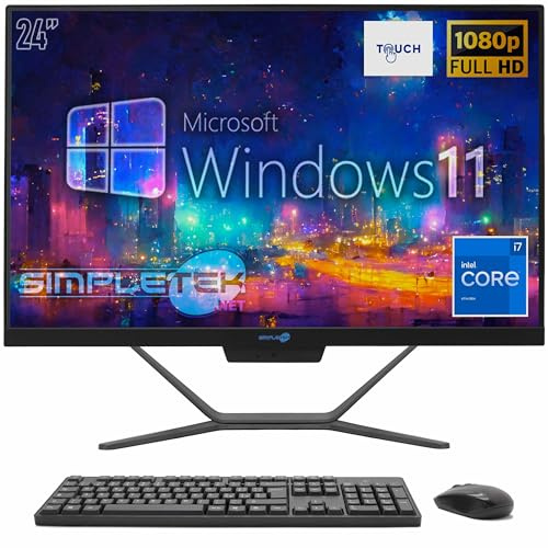 SIMPLETEK - PC All In One Touch | Intel Core i7 6° Generazione | Windows 11 Pro | 16GB RAM SSD 480GB | Webcam 2K Integrata | Schermo Touchscreen | BT 5.2