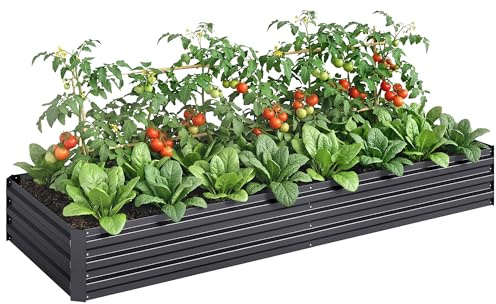 Outsunny Hochbeet Blumenkasten Stahl steckbar 241x90,5x30cm Grau