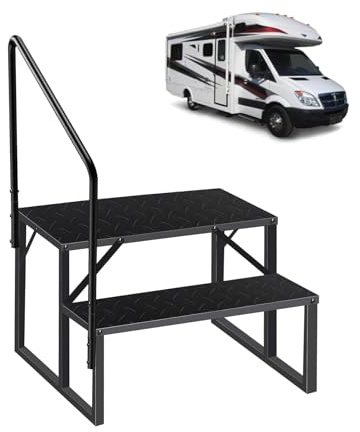 Tritthocker für Wohnmobil, Treppenstufe, Wohnwagen, 299 kg Traglast, Zubehör für Wohnmobil, Garage, Whirlpool, Veranda, Aufstellpool (2 Schritt 1 P)