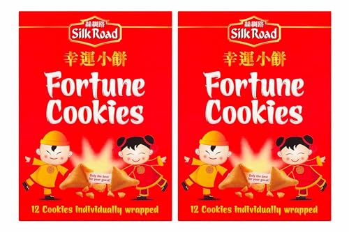 Silk Road Galletas de la Fortuna - [2x12 Unidades], 70g cada caja- para Eventos, Regalos y Celebraciones, Descubre Mensajes Inspiradores en Español y más idiomas - Pack Laborawi