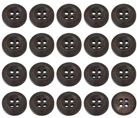 uxcell 50Pcs Wooden Buttons, 15mm(8/15) 4 Hole Round Wood Sewing Button Craft for Sewing DIY Craft Clothing, Dark Brown