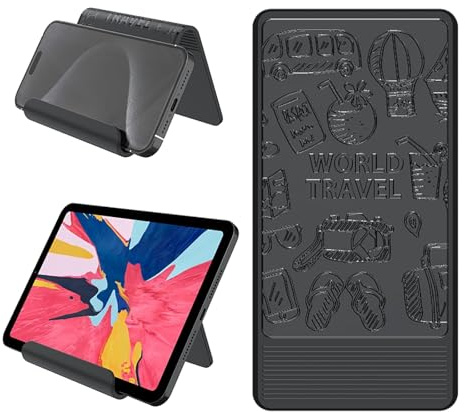 Huogantom Airplane Phone Holder, Foldable Flexible Silicone Phone Stand | Tablet Mount for Flying, Home Office, Desk and Bedroom, Compatible with iPhone, Smartphones for Hands-Free Viewing, Black