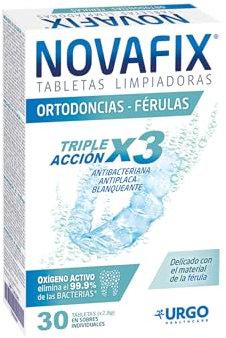 Novafix - Compresse detergenti Triple Action - Per ortodonzi e stecche - Confezione da 30 pezzi