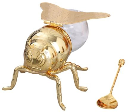 YOUNAFEN Luxueux pot de rangement pour miels, abeilles, miels, ornement décoratif, boîte d'assaisonnement, récipient de cuisine avec cuillère pour petit déjeuner