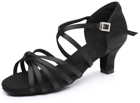 Rosefinch latinska dansskor för kvinnor salsa tango chacha ballroom övningsdansskor, Svart 5 cm klack, 39 EU