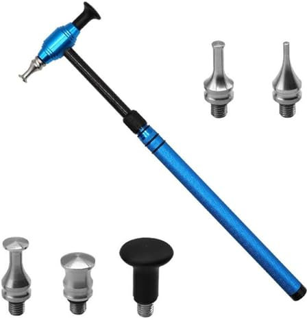 Xiciki Martillo de aleación de aluminio, herramienta de reparación de abolladuras telescópica, viene con 5 cabezales de martillo intercambiables, mango antideslizante