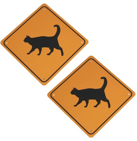 Be In Your Mind 2 Pz. Pellicola Riflettente Verniciata A Spruzzo Cartelli Decorativi Di Avvertimento Per Gatti 20x20cm Spessi 3mm Per Cartelli Decorativi Per Recinti Da Muro Da Giardino Giallo