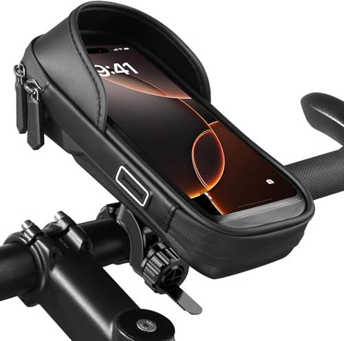 porte telephone velo support telephone moto etanche, sacoche guidon pour smartphone de 5,5 à 7 pouce, support telephone velo support téléphone trotinette electrique accessoire vélo scooter vtt