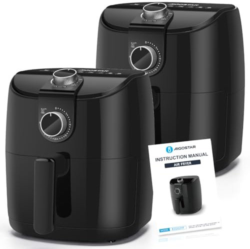 Aigostar Air Fryer - Freidora de aire 1500W, Freidora sin aceite con capacidad de 4L, con circulación de aire rápido, temporizador de 30 minutos, temperatura ajustable .Libre BPA - 2 Piezas